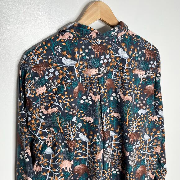 Duluth Trading Co Long Sleeve Button Up Shirt Womens XL Animal Floral Print - Picture 8 of 9